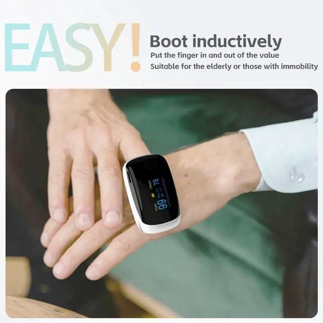 Alt view image 2 of 7 - _Mega Brand Rechargeable Pulse Oximeter Fingertip Oxygen Monitor Fingertip with SpO2 Pulse Rate and PI RR OLED Precision Fast Oximeter SpO2 Reading Outdoor Sports Home (White)