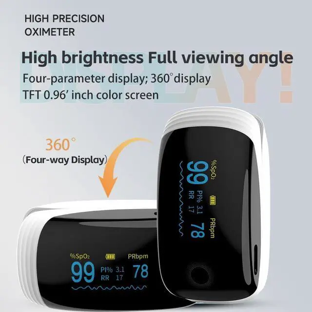 Alt view image 4 of 7 - _Mega Brand Rechargeable Pulse Oximeter Fingertip Oxygen Monitor Fingertip with SpO2 Pulse Rate and PI RR OLED Precision Fast Oximeter SpO2 Reading Outdoor Sports Home (White)