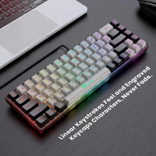 Alt view image 2 of 7 - GEODMAER 65% Gaming Keyboard, Wired Backlit Mini Keyboard, Ultra-Compact Anti-Ghosting No-Conflict 68 Keys Membrane Gaming Wired Keyboard for PC Laptop Windows Gamer
