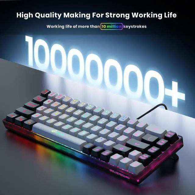 Alt view image 3 of 7 - GEODMAER 65% Gaming Keyboard, Wired Backlit Mini Keyboard, Ultra-Compact Anti-Ghosting No-Conflict 68 Keys Membrane Gaming Wired Keyboard for PC Laptop Windows Gamer