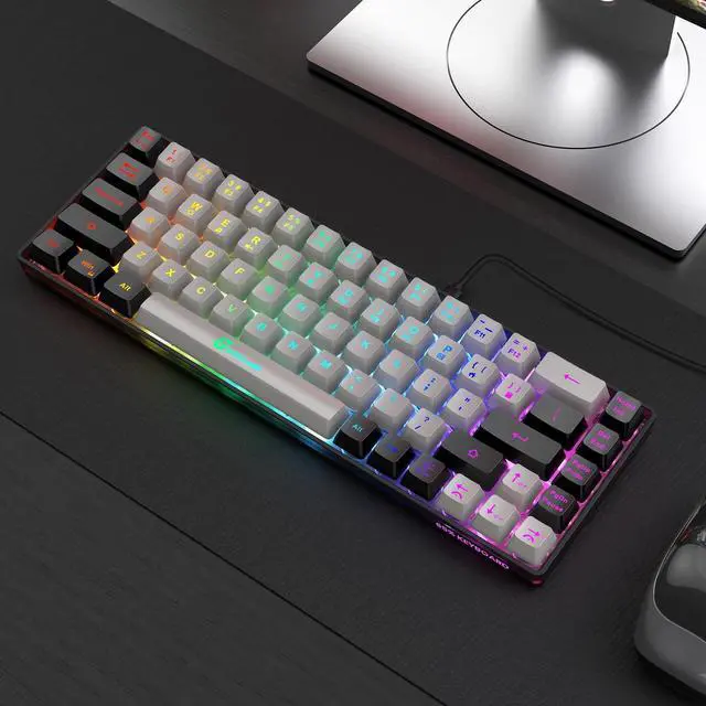 Alt view image 7 of 7 - GEODMAER 65% Gaming Keyboard, Wired Backlit Mini Keyboard, Ultra-Compact Anti-Ghosting No-Conflict 68 Keys Membrane Gaming Wired Keyboard for PC Laptop Windows Gamer