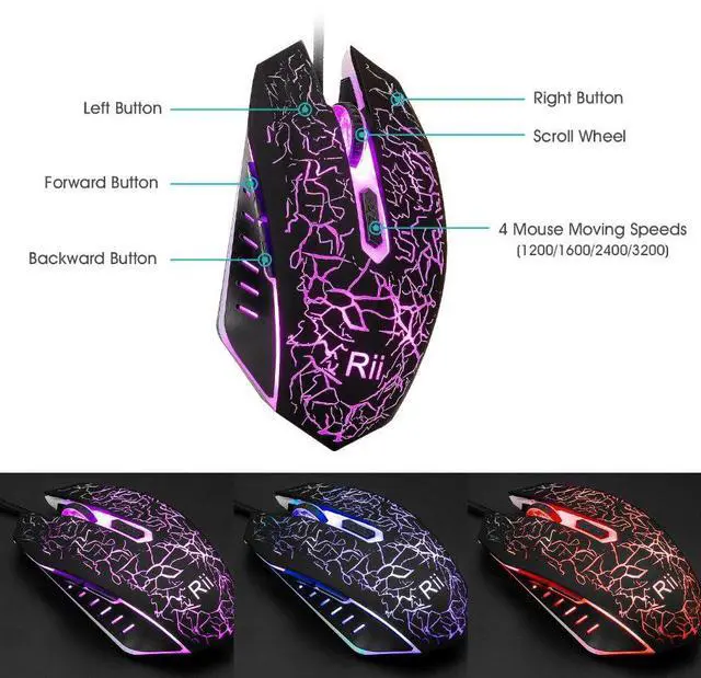 Alt view image 5 of 6 - _Mega Brand Keyboard and Mouse Set, Rainbow LED Backlit Multimedia PC Keyboard, Colorful Breathing Backlit Gaming Mouse for Work or Play
