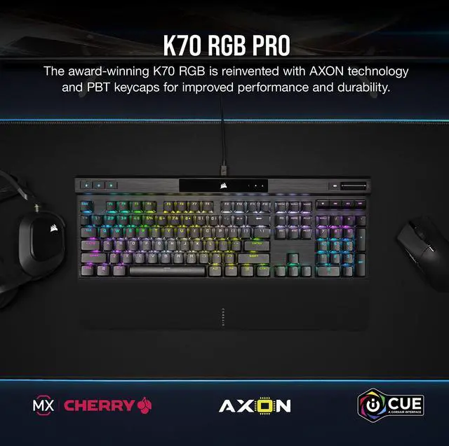 Alt view image 2 of 7 - _Mega Brand K70 RGB PRO Mechanical Wired Gaming Keyboard  Cherry MX Brown Tactile Switches  8,000hz Hyper-Polling  PBT Double-Shot Keycaps  iCUE Compatible  PC, Mac, Xbox  QWERTY NA  Black