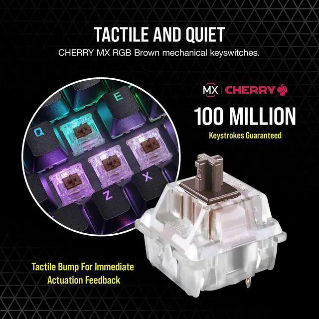 Alt view image 5 of 7 - _Mega Brand K70 RGB PRO Mechanical Wired Gaming Keyboard  Cherry MX Brown Tactile Switches  8,000hz Hyper-Polling  PBT Double-Shot Keycaps  iCUE Compatible  PC, Mac, Xbox  QWERTY NA  Black
