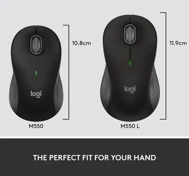 Alt view image 3 of 7 - _Mega Brand Signature M550 L Full Size Wireless Mouse - for Large Sized Hands, 2-Year Battery, Silent Clicks, Bluetooth, Multi-Device Compatibility - Black