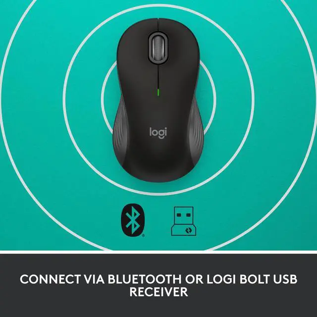 Alt view image 7 of 7 - _Mega Brand Signature M550 L Full Size Wireless Mouse - for Large Sized Hands, 2-Year Battery, Silent Clicks, Bluetooth, Multi-Device Compatibility - Black