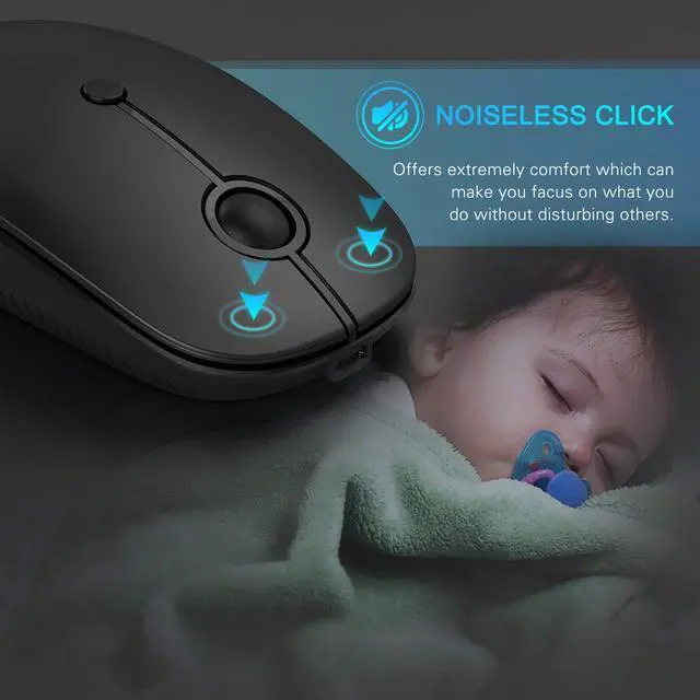Alt view image 5 of 7 - Type C Wireless Mouse,USB C Rechargeable Portable Quiet Laptop Mouse USB and Type C Receiver Dual Mode Mice for PC, Laptop, MacBook, Tablet-Black