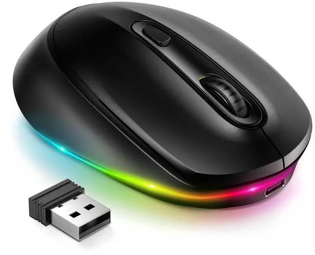 Main image of _Mega Brand Rechargeable Wireless Mouse -Light Up Mouse for Laptop, Small Cordless Mice with Quiet Click & LED Lights for Kids' Chromebook, Windows, Mac PC Computer - Black