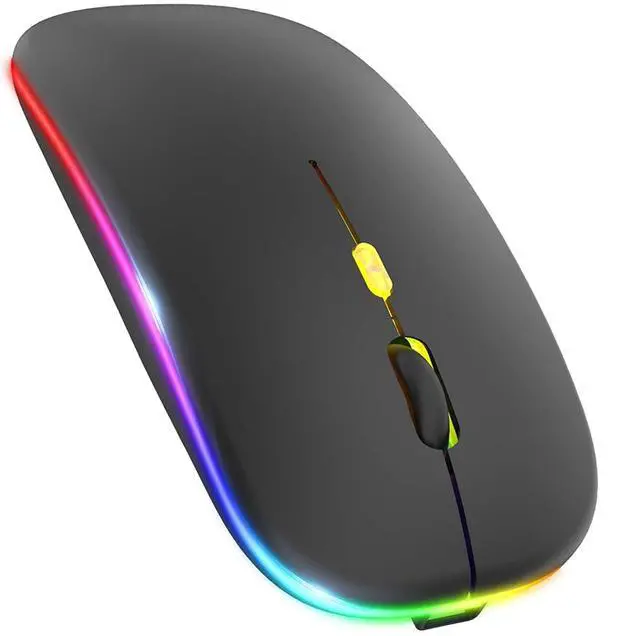 Main image of LED Wireless Mouse, Rechargeable Slim Silent Mouse 2.4G Portable Mobile Optical Office Mouse with USB & Type-c Receiver, 3 Adjustable DPI for Notebook, PC, Laptop, Computer, Desktop (Matt Black)