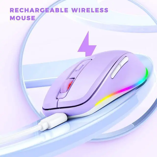 Alt view image 4 of 7 - _Mega Brand Wireless Mouse Jiggler - LED Wireless Mice with Build-in Mouse Mover, Rechargeable Moving Mouse for Laptop with Undetectable Random Movement Keeps Computers Awake - Purple