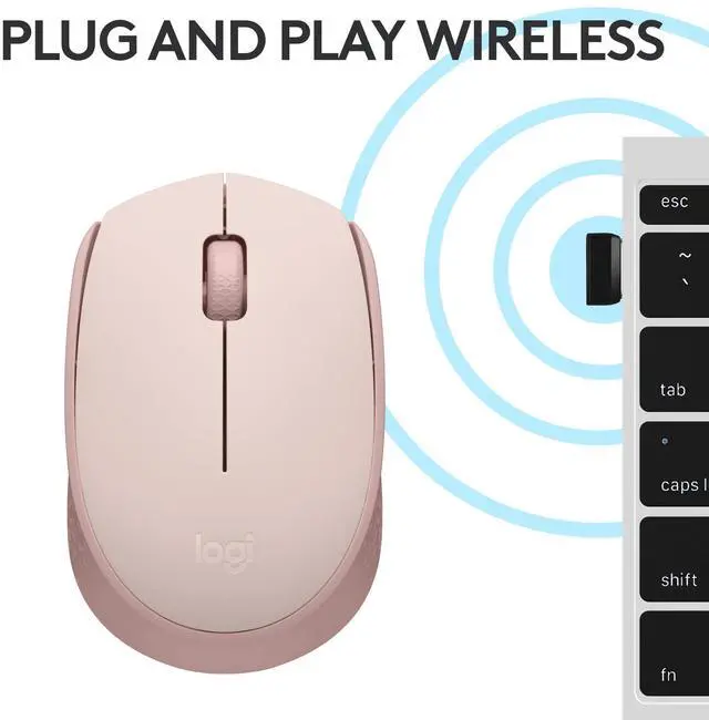 Alt view image 6 of 7 - M170 Wireless Mouse for PC, Mac, Laptop, 2.4 GHz with USB Mini Receiver, Optical Tracking, 12-Months Battery Life, Ambidextrous - Rose