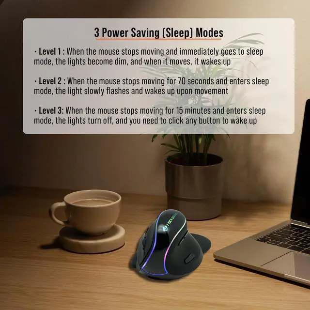 Alt view image 6 of 7 - _Mega Brand  Ergonomic Mouse with Wireless Connection, Removable Palm Rest, Thumb Buttons, Rechargeable Battery, 800 DPI, Compatible with Windows and MAC OS