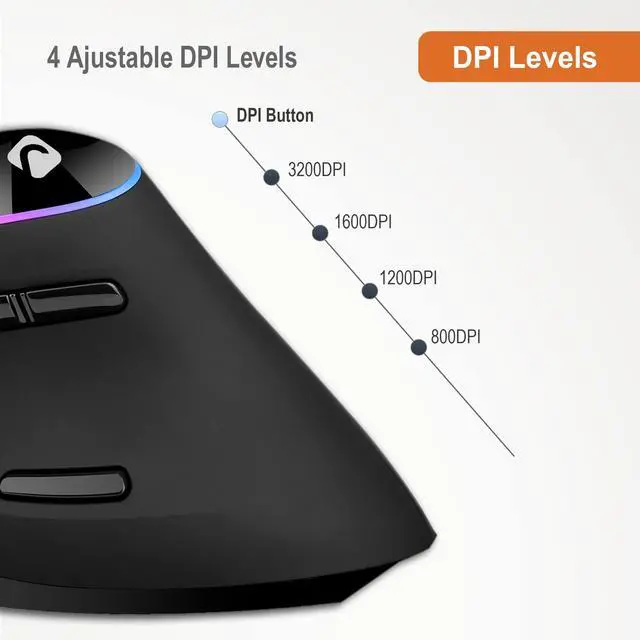 Alt view image 7 of 7 - _Mega Brand  Ergonomic Mouse with Wireless Connection, Removable Palm Rest, Thumb Buttons, Rechargeable Battery, 800 DPI, Compatible with Windows and MAC OS