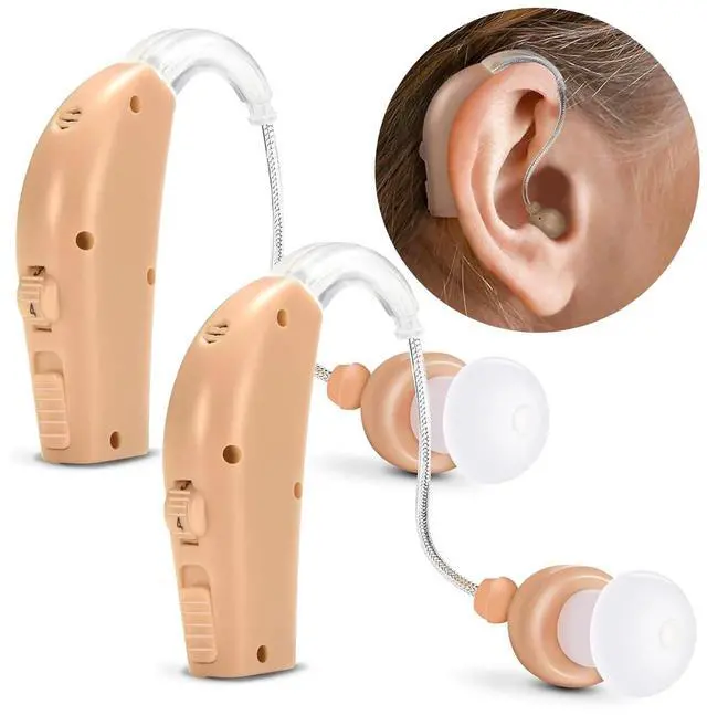 Main image of _Mega Brand Behind the Ear Sound Amplifier, Amplifies Sound by 30 Times, Lightweight, Virtually Invisible, Comfortable, Adjustable Volume, Fast Charging, Nude, 2ct