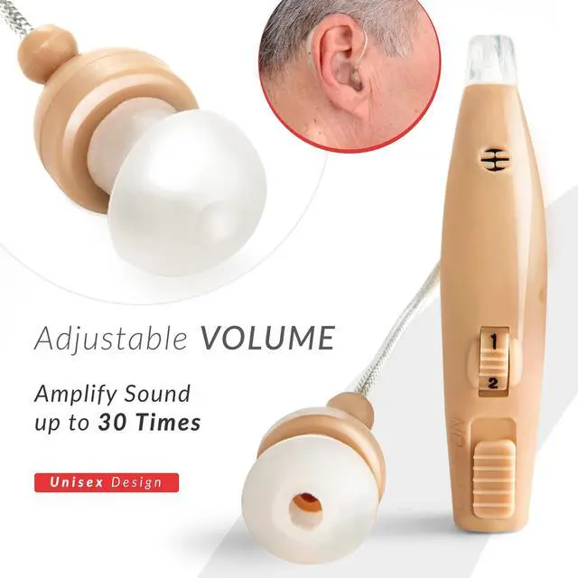 Alt view image 5 of 7 - _Mega Brand Behind the Ear Sound Amplifier, Amplifies Sound by 30 Times, Lightweight, Virtually Invisible, Comfortable, Adjustable Volume, Fast Charging, Nude, 2ct