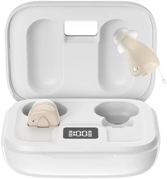 Main image of Invisible Hearing Aids for Seniors with Crystal Sound, Digital In-the-Ear Discreet & Comfortable Fit Hearing Aids with Intelligent Noise Reduction, One Button Control, Lasts Up to 100 Hours (Beige)