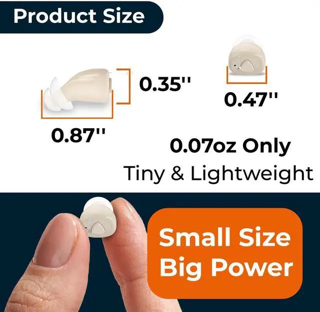 Alt view image 7 of 7 - Invisible Hearing Aids for Seniors with Crystal Sound, Digital In-the-Ear Discreet & Comfortable Fit Hearing Aids with Intelligent Noise Reduction, One Button Control, Lasts Up to 100 Hours (Beige)