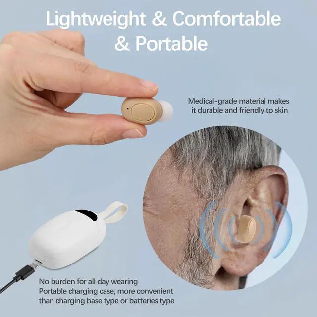 Alt view image 3 of 7 - _Mega Brand Hearing Aids for Seniors, Rechargeable Hearing Aid with Noise Cancelling for Adults, Invisible Hearing Amplifiers with Charging Box, Easy to Carry
