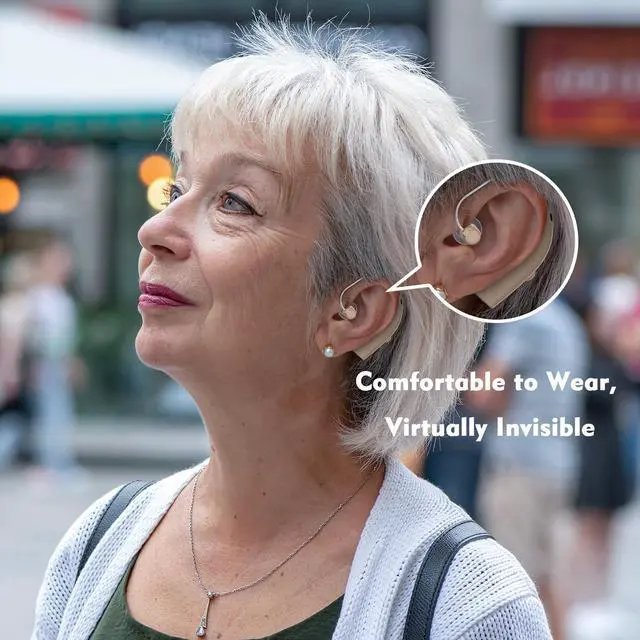 Alt view image 5 of 6 - _Mega Brand Hearing Aids, Rechargeable Hearing Aids for Seniors, Hearing Amplifiers with Noise Cancelling & Volume Control-Hearing Aid Loss Amplifier Seniors & Adults Charging Case-Beige