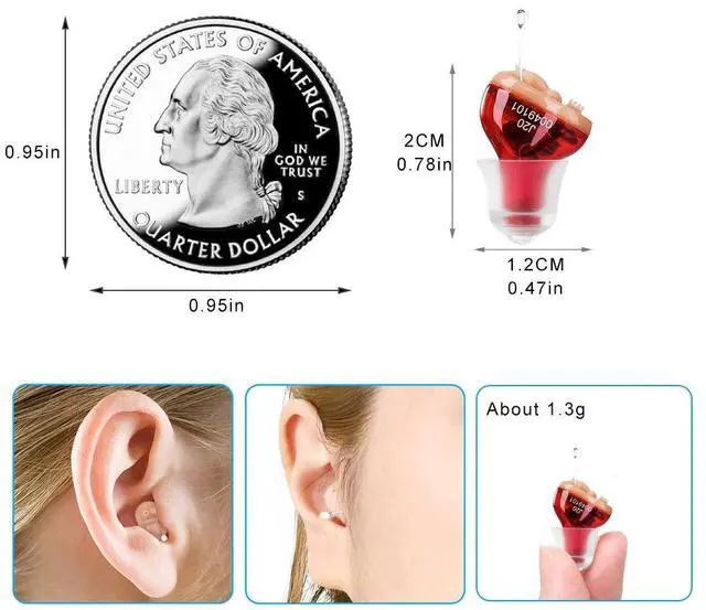 Alt view image 2 of 7 - _Mega Brand Hearing Aid, Hearing Aids for Seniors, Mini Sound Amplifier, Ear Sound Enhancer, Noise Reduction, Enhanced Speech, Feedback Cancellation, Suitable for Adults (Red, Right)