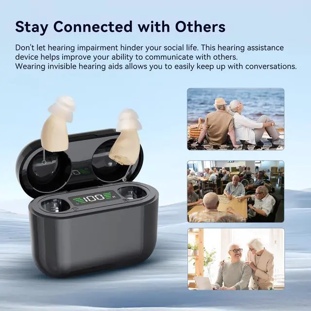 Alt view image 5 of 6 - _Mega Brand Pro Hearing Aids for Seniors, Hearing Aid Amplifiers Devices Rechargeable with Noise Cancelling, Superior Sound Quality for Adults Women Men Hearing Loss