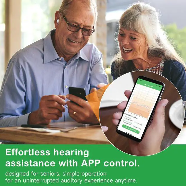 Alt view image 4 of 7 - _Mega Brand Hearing Aids for Seniors Rechargeable with Noise Cancelling - Bluetooth OTC 24 Channel Hearing Amplifier - Smart Fitting & Invisible Design - Charging Case - Mild to Moderate (White)