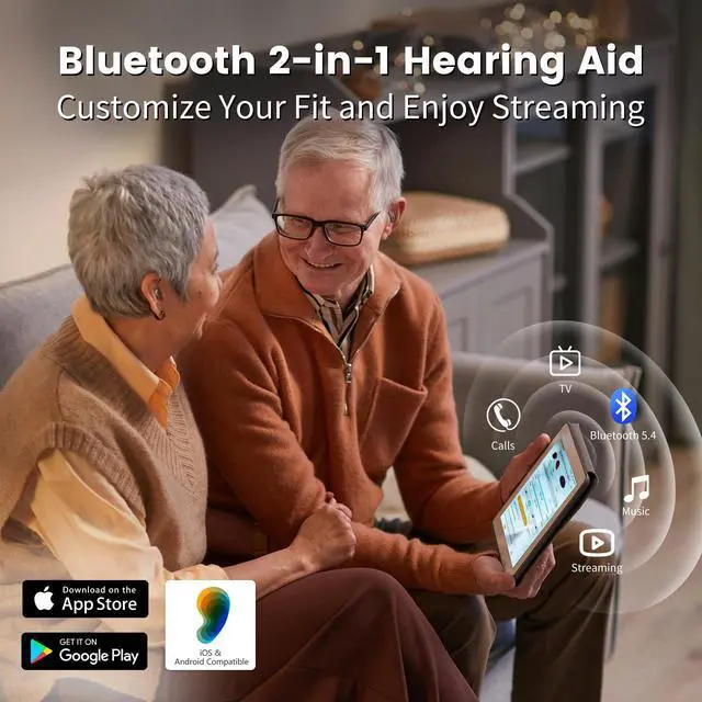 Alt view image 5 of 7 - _Mega Brand Bluetooth OTC Hearing Aids for Seniors, APP Control, Bluetooth In the ear Hearing Aids, Nearly Invisible Hearing Aid, Rechargable Comfort Design Wireless Music Phone Call (Brown) (D Brush)