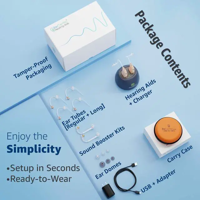 Alt view image 6 of 6 - _Mega Brand EasyCharge Rechargeable Hearing Aids (Pair) for Seniors, Behind-The-Ear BTE Ear Aid PSAP digital Personal sound amplification products devices with Noise Cancellation (Beige)