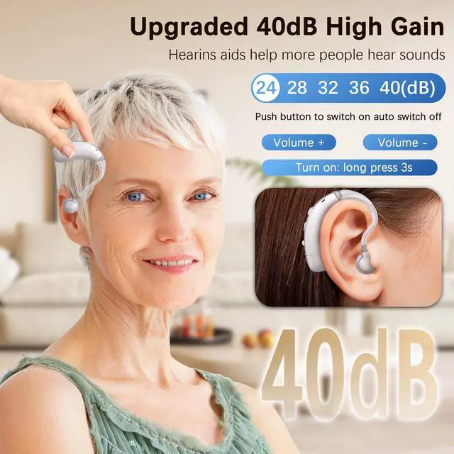 Alt view image 3 of 6 - _Mega Brand Hearing Aids for Seniors, Hearing Aids Rechargeable with Noise Cancelling and Volume Control, Hearing Amplifier for Adults Hearing Loss, Portable Behind-the-Ear Hearing Aid Headphones
