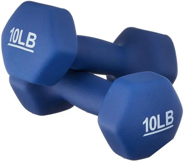 Main image of Neoprene Dumbbell Hand Weights for Workout and Strength Training, Hexagon Shape, 10 Pound, Pair, Navy Blue