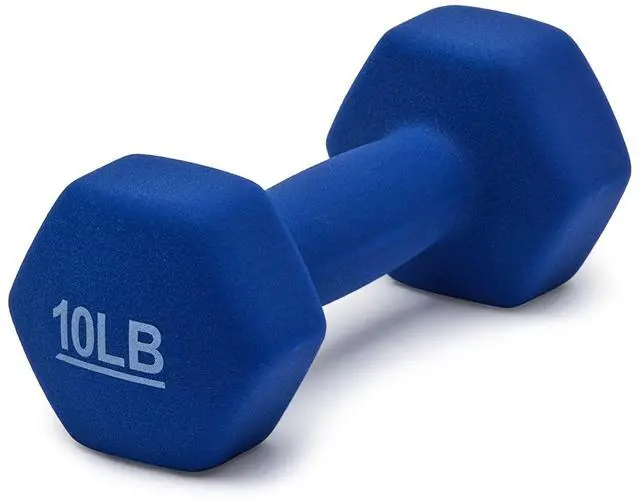 Alt view image 2 of 3 - Neoprene Dumbbell Hand Weights for Workout and Strength Training, Hexagon Shape, 10 Pound, Pair, Navy Blue