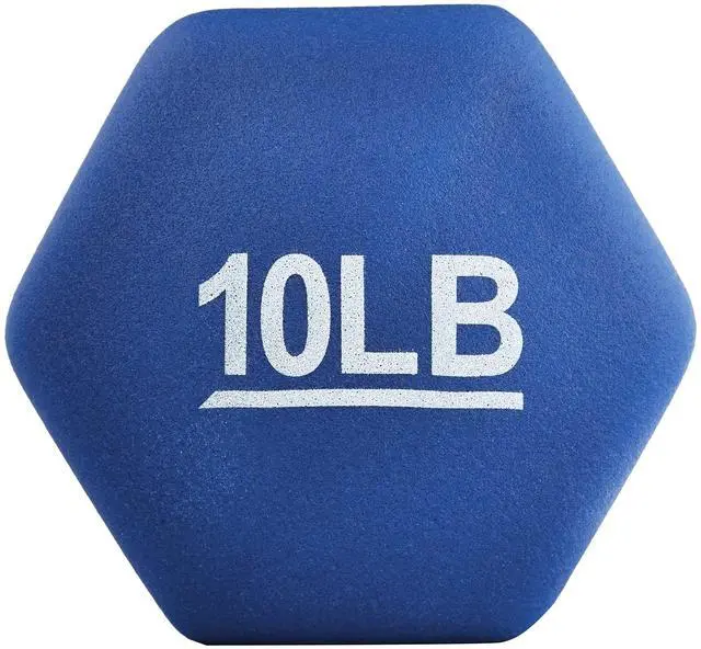 Alt view image 3 of 3 - Neoprene Dumbbell Hand Weights for Workout and Strength Training, Hexagon Shape, 10 Pound, Pair, Navy Blue