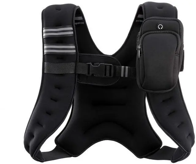 Main image of _Mega Brand Weighted Vest, 6lb/8lb/12lb/16lb/20lb/25lb/30lb Weight Vest with Reflective Stripe for Workout, Strength Training, Running, Fitness, Muscle Building, Weight Loss, Weightlifting, Black