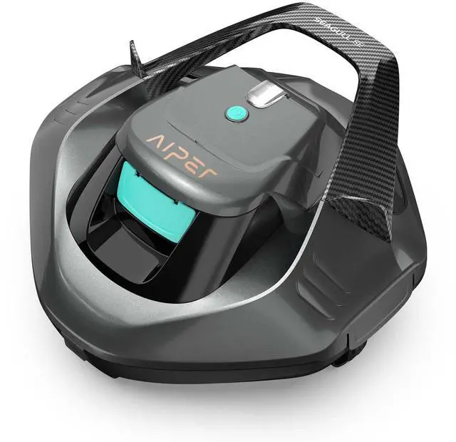 Main image of _Mega Brand Cordless Robotic Pool Cleaner with Retrieval Hook, Pool Vacuum Lasts 90 Mins, LED Indicator, Self-Parking, Ideal for Above-Ground Flat Pool up to 860 sq.ft,Grey