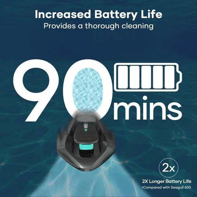 Alt view image 4 of 7 - _Mega Brand Cordless Robotic Pool Cleaner with Retrieval Hook, Pool Vacuum Lasts 90 Mins, LED Indicator, Self-Parking, Ideal for Above-Ground Flat Pool up to 860 sq.ft,Grey