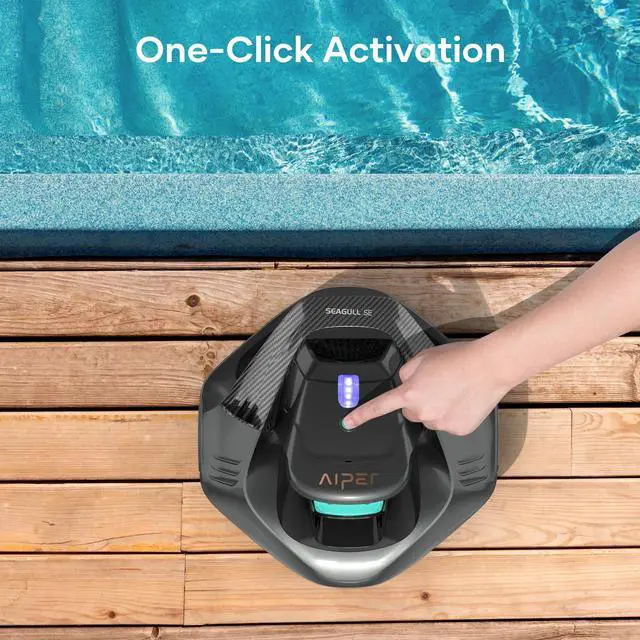 Alt view image 5 of 7 - _Mega Brand Cordless Robotic Pool Cleaner with Retrieval Hook, Pool Vacuum Lasts 90 Mins, LED Indicator, Self-Parking, Ideal for Above-Ground Flat Pool up to 860 sq.ft,Grey