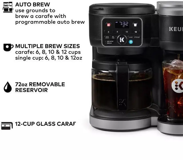 Alt view image 3 of 7 - _Mega Brand KD5600 K-Duo Hot & Iced Single Serve & Carafe Coffee Maker, 72oz Reservoir, MultiStream Technology (Gen 2), Black