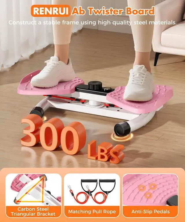 Alt view image 2 of 7 - _Mega Brand Waist Twisting Machine Fitness Tool, Ab Twister Board with the Smart LED Digital Monitor, 300lbs Capacity & 20dB Ultra-Quiet, Anti-Slip Home Gym Workout Equipment for Women (Pink)