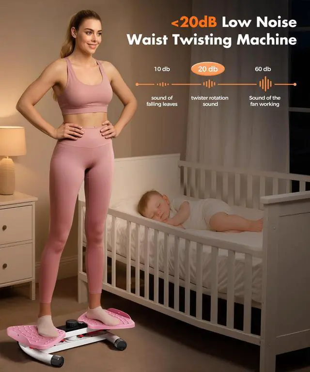 Alt view image 5 of 7 - _Mega Brand Waist Twisting Machine Fitness Tool, Ab Twister Board with the Smart LED Digital Monitor, 300lbs Capacity & 20dB Ultra-Quiet, Anti-Slip Home Gym Workout Equipment for Women (Pink)