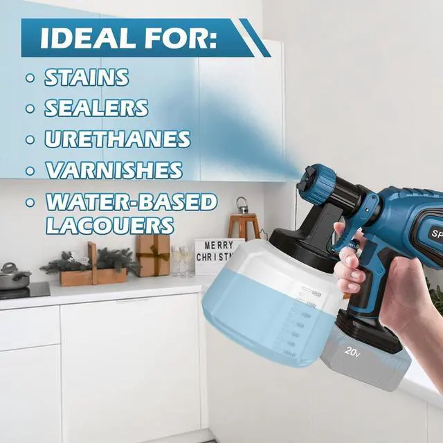 Alt view image 7 of 7 - Cordless Paint Sprayer for Dewalt 20V MAX Battery Electric Spray Paint Gun with High Capacity Container Easy to Clean for House Painting Blue(Not Include Battery)