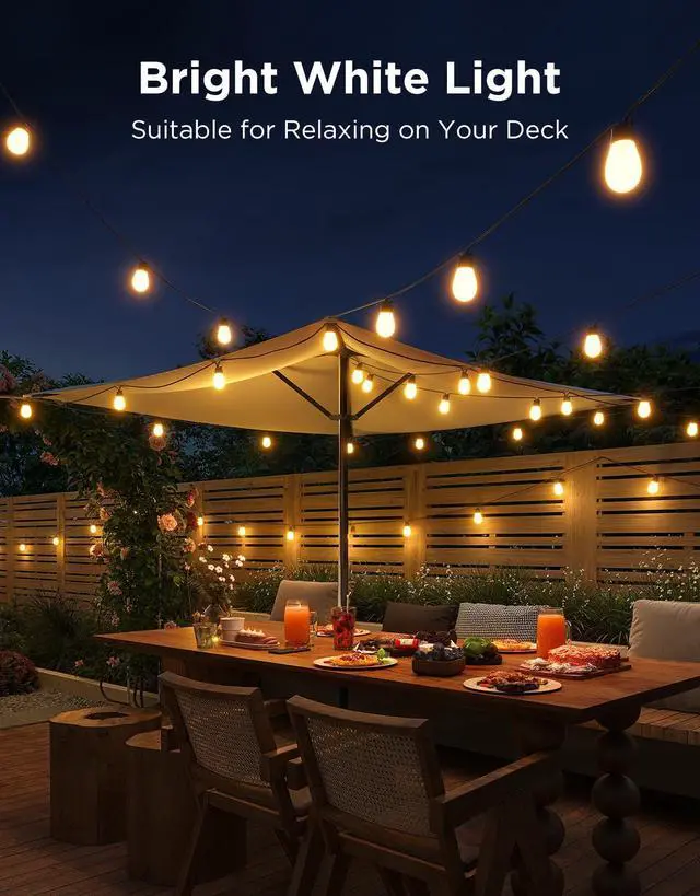 Alt view image 3 of 7 - Bulb Outdoor String Lights 2, 144ft Smart RGBIC Warm White Lights with 45 LED Bulbs(3 Ropes of 48ft), 111 Scene Modes for Patio Decor, IP66 Compatible with Alexa, Google, Matter, APP Control