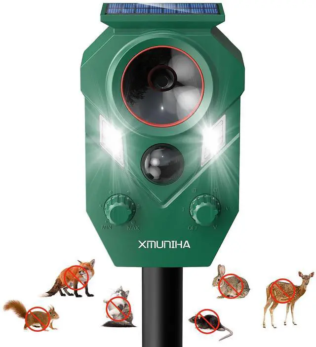 Main image of _Mega Brand Solar Ultrasonic Animal Repellent Outdoor, Deer Repellent for Yard with RIP Sensor, IP65 Waterproof Squirrels Repeller, Effective Deterrent Cat, Raccoons, Skunks, Rabbits