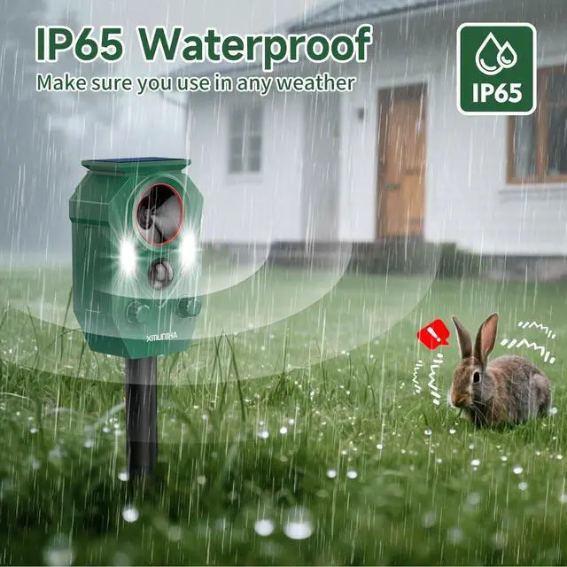 Alt view image 5 of 7 - _Mega Brand Solar Ultrasonic Animal Repellent Outdoor, Deer Repellent for Yard with RIP Sensor, IP65 Waterproof Squirrels Repeller, Effective Deterrent Cat, Raccoons, Skunks, Rabbits