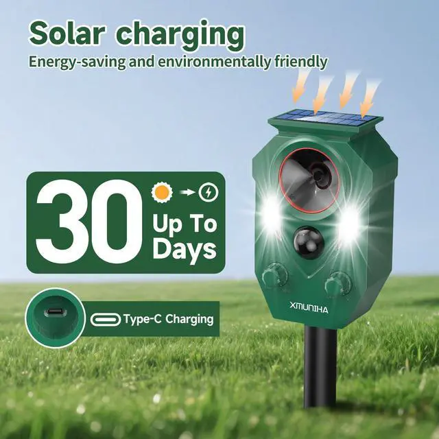Alt view image 6 of 7 - _Mega Brand Solar Ultrasonic Animal Repellent Outdoor, Deer Repellent for Yard with RIP Sensor, IP65 Waterproof Squirrels Repeller, Effective Deterrent Cat, Raccoons, Skunks, Rabbits