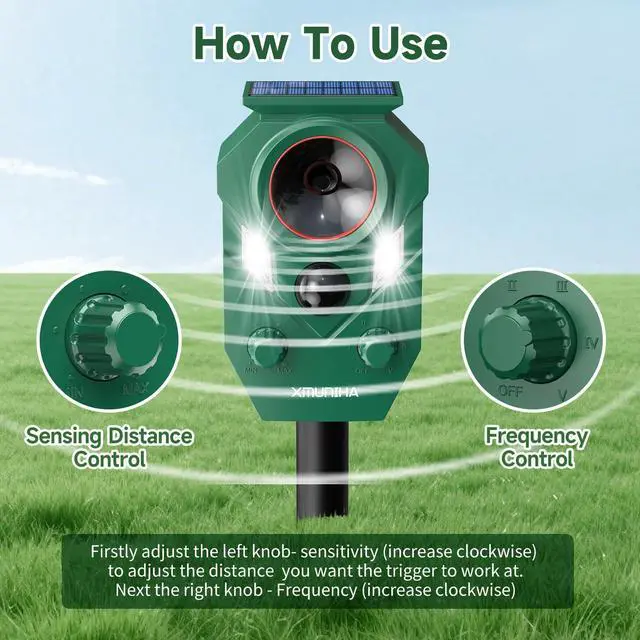 Alt view image 7 of 7 - _Mega Brand Solar Ultrasonic Animal Repellent Outdoor, Deer Repellent for Yard with RIP Sensor, IP65 Waterproof Squirrels Repeller, Effective Deterrent Cat, Raccoons, Skunks, Rabbits