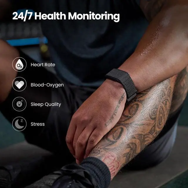 Alt view image 2 of 6 - _Mega Brand  Strap Fitness Tracker Wristband, 24/7 Activity & Sleep Tracker with Heart Rate, 10 Days Battery, 27 Sports Modes, Strength Training, Subscription Free for Android & iPhone