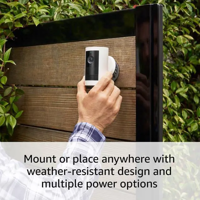 Alt view image 5 of 6 - _Mega Brand Outdoor Cam Plus, Plug-In  Wide-Angle 2K Video with _Mega Brand Vision, Low-Light Sight for full-color night vision, Mount-anywhere versatility, White