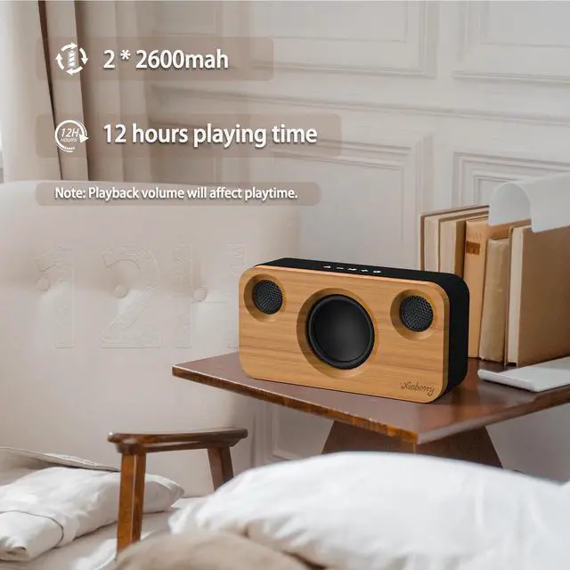 Alt view image 4 of 7 - _Mega Brand Bluetooth Speaker with Deep Bass, 40W(Peak) Wireless Portable Speaker with AUX, TF Card, Stereo Sound Wood Home Audio Sync up to 100 Bluetooth 5.3 Speakers for Home Party, Outdoor Camping