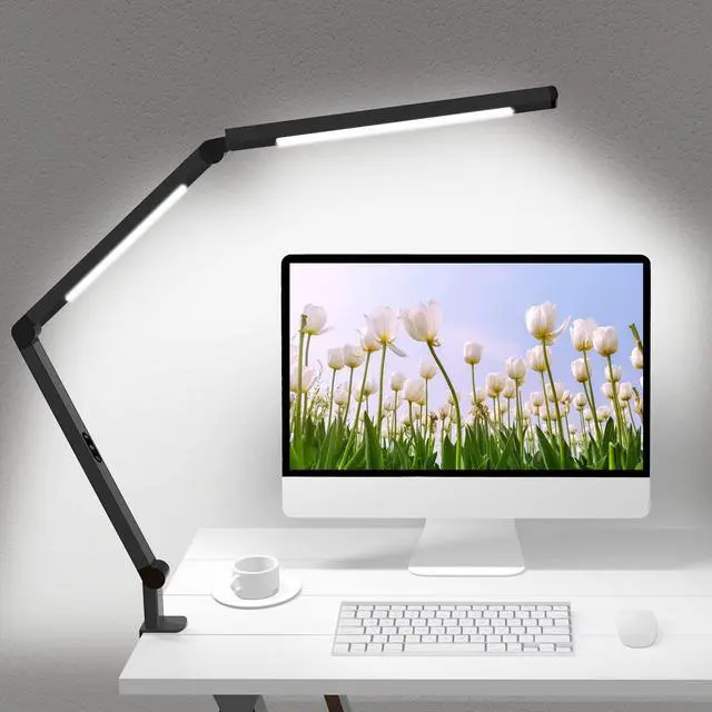 Main image of LED Desk Lamp with Clamp, Architect Desk Lamp with Dual Light and Adjustable Swing Arm, Clip-on Eye-Care 4 CCT Modes & 5 Brightness Levels Table Light Modern Computer Lighting for Home Office
