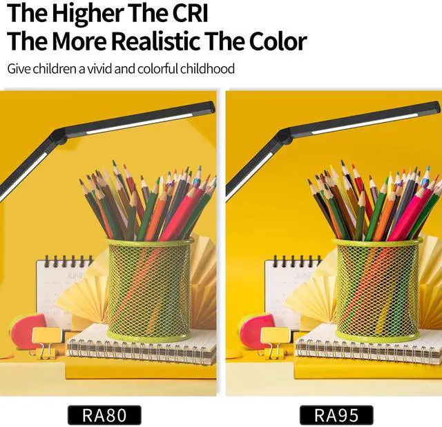 Alt view image 4 of 6 - LED Desk Lamp with Clamp, Architect Desk Lamp with Dual Light and Adjustable Swing Arm, Clip-on Eye-Care 4 CCT Modes & 5 Brightness Levels Table Light Modern Computer Lighting for Home Office